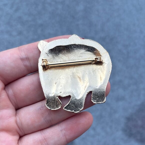 Vintage Shiny Gold-tone Bear Brooch - Picture 2 of 4